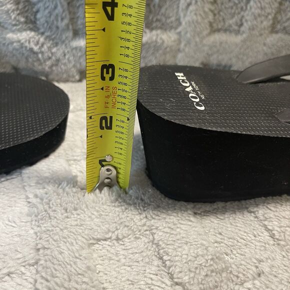 Coach Loralyn Black Wedge Thong Slip On Sandals Flip Flops Rubber Sz US 9B - Picture 16 of 16